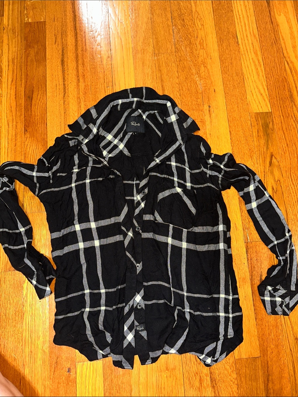 Rails Black and White Plaid Button-Down Shirt